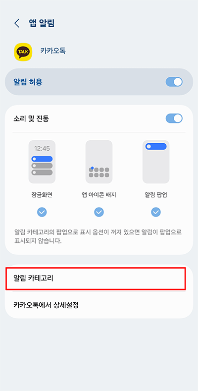 카카오톡-앱알림-알림카테고리